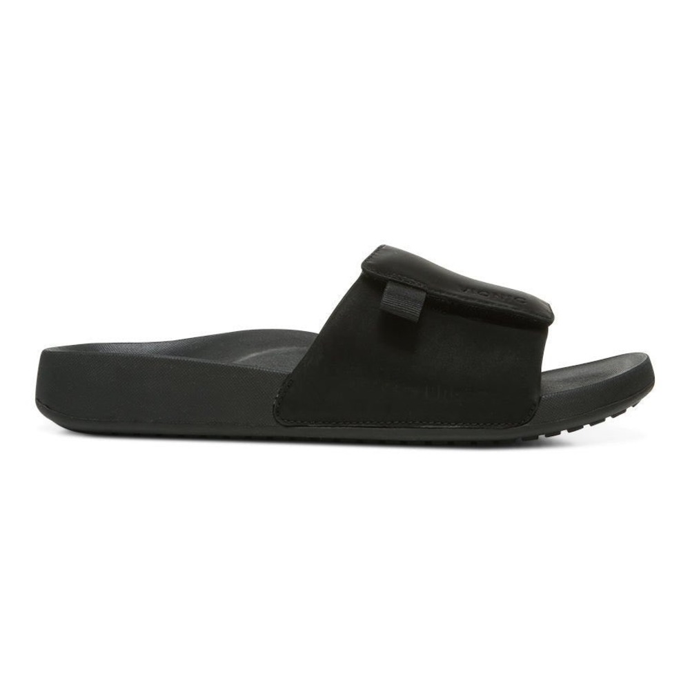 Vionic Women Black keiara orthotic slide Sandals Adjustable Strap Size 10